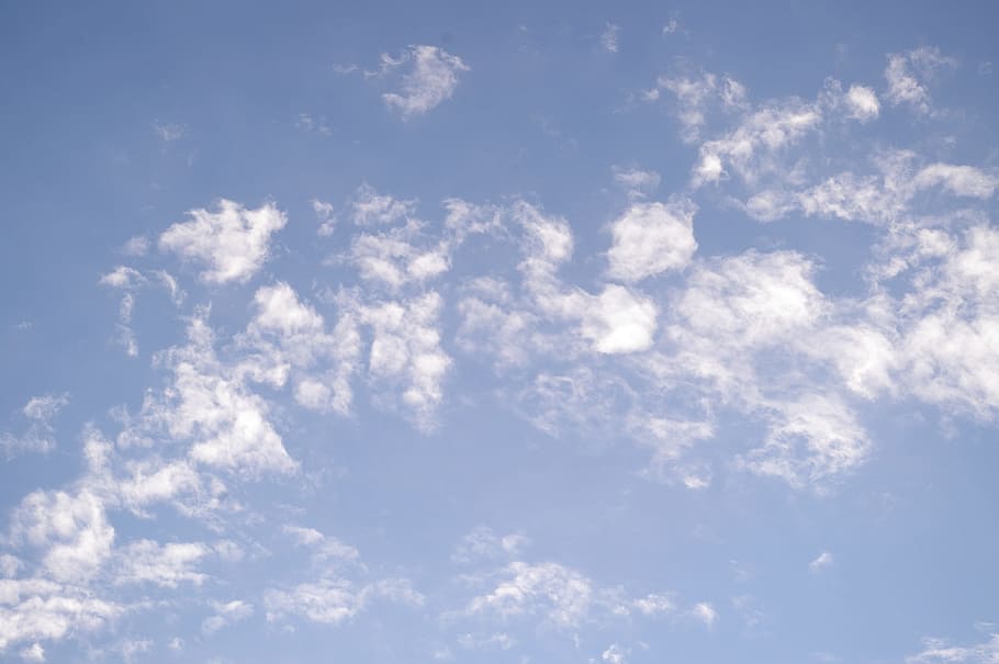 Céu azul, céu, azul, verão, céu de verão, nuvens, nuvens cumulus, tempo agradável, clima, planos de fundo