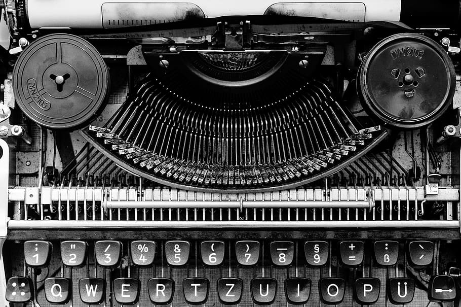 close, black, type writer machine, close up, black type, type writer, machine, typewriter, black white, black and white