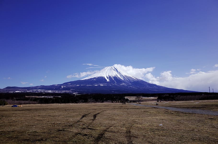fotografia, montanha coberta de neve, inverno, pé cum i et al, vulcão, mt Fuji, montanha, natureza, japão, neve