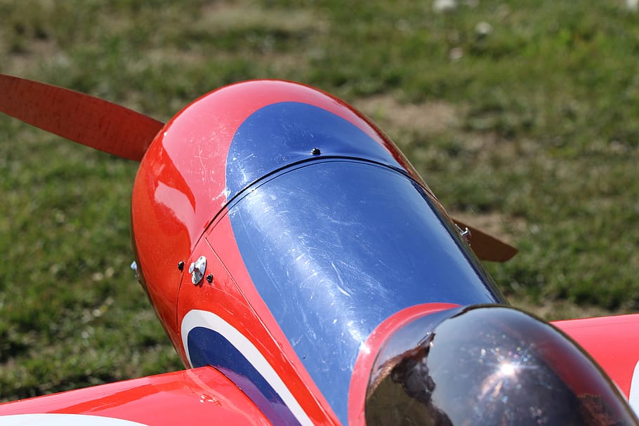 rc, airplane, plane, hobby, model, flying, aircraft, propeller, red, day