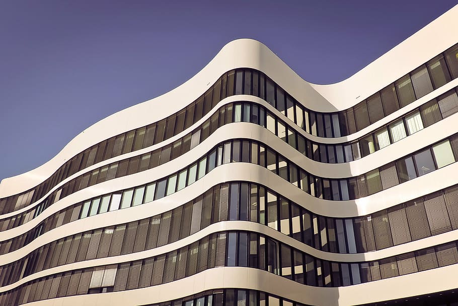 edifício highrise branco, arquitetura, moderno, construção, arranha-céu, fachada, vidro, abstrato, janela, Düsseldorf