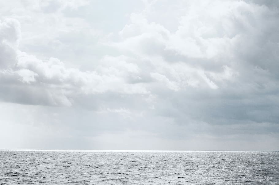 foto de paisagem, oceano, nublado, céu, paisagem, foto, nuvens, cinza, mar, branco