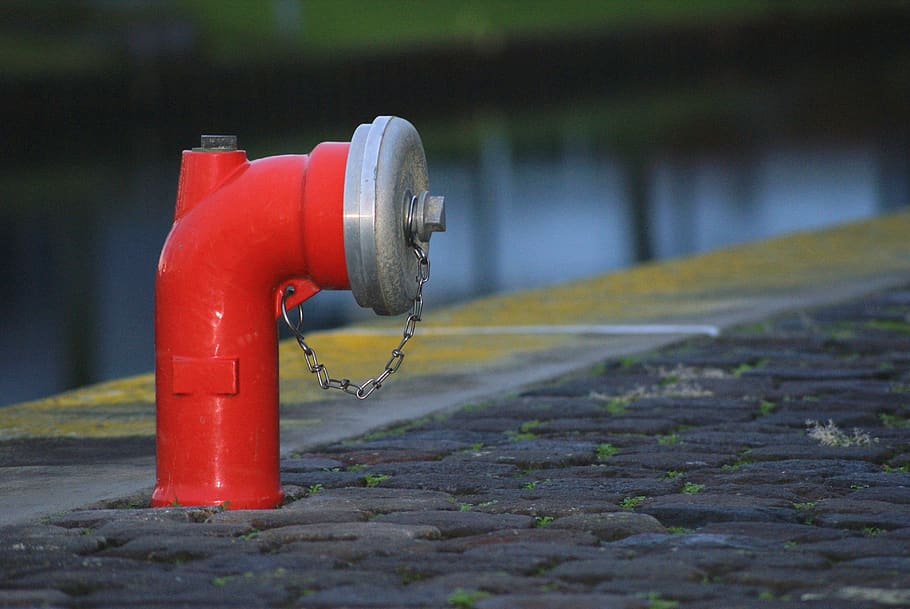 hydrant, connection, water abstraction, fire fighting water, water tap, fire fighting water supply, metal, red, fire hydrant, water