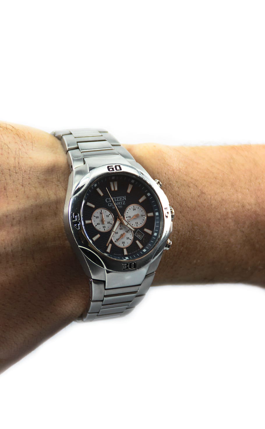 Clock, Watch, Hand, Time, White, blue, black, white background, wristwatch, wrist