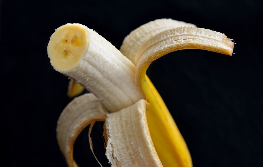 banana, peeled, fruit, yellow, peel, ripe, healthy, eating, diet, fresh