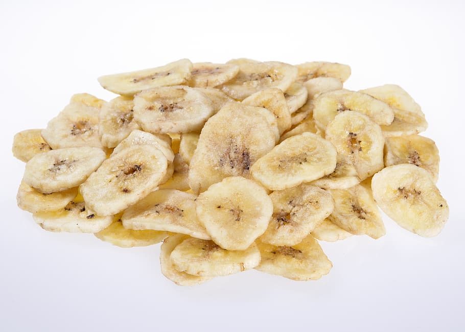 dried fruit, eat, dried, fruits, bananas, dried bananas, food, white background, studio shot, food and drink