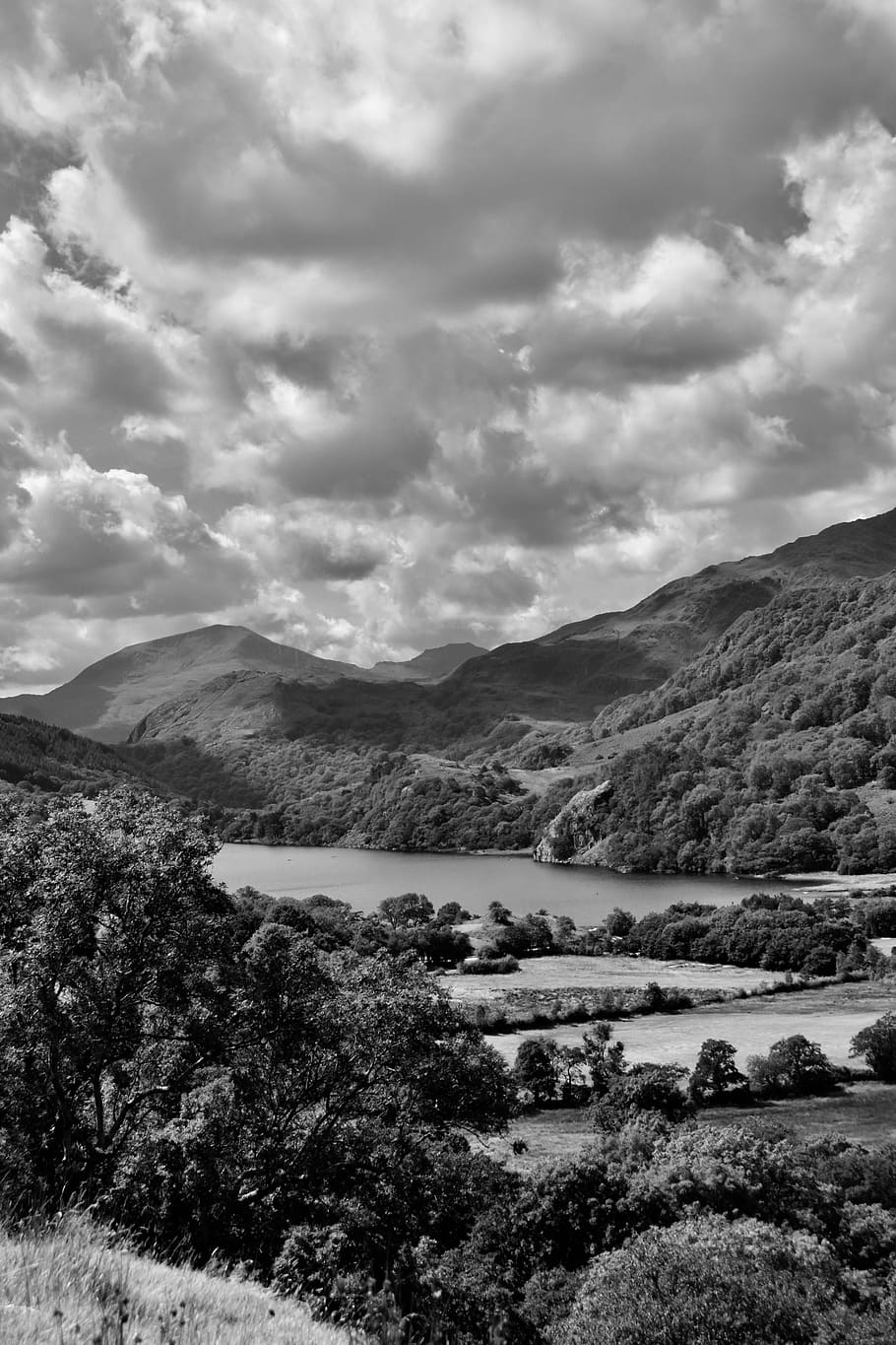 black white, countryside, wales, mountains, snowdonia, cloud - sky, sky, mountain, scenics - nature, beauty in nature