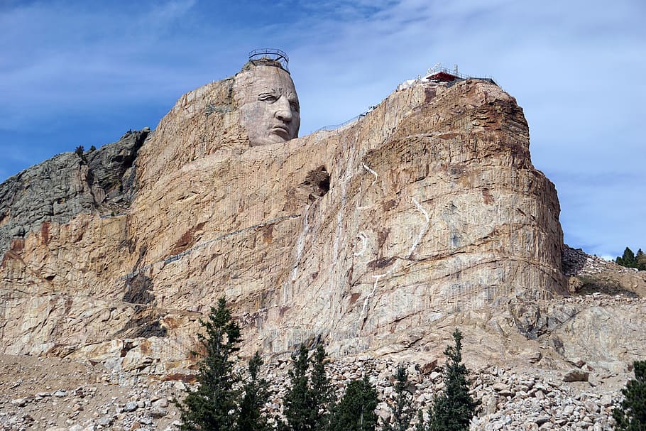 monumento del caballo loco, nativo americano, estados unidos, dakota del sur, caballo loco, monumento, roca, cielo, roca - objeto, vista de ángulo bajo
