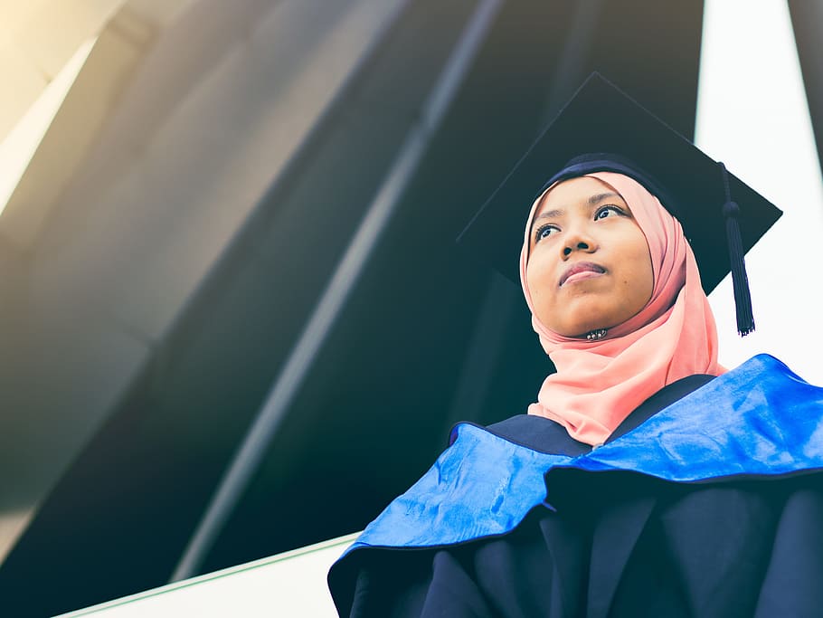 woman, wearing, pink, hijab, Graduation, University, Malaysia, Student, malaysia student, education