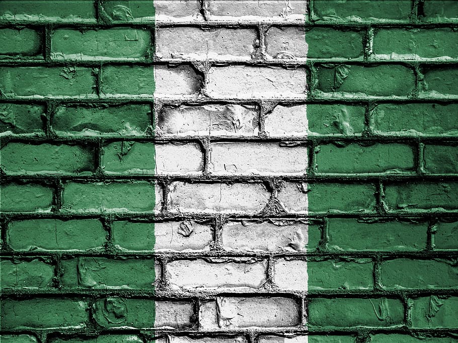 verde, blanco, rayado, superficie de ladrillo, bandera, nación, emblema, país, nacional, patriótico