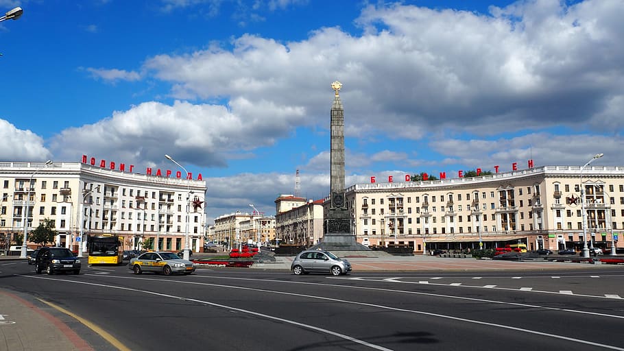 minsk, belarus, victory square, architecture, city, transportation, cloud -  sky, building exterior, built structure, mode of transportation | Pxfuel