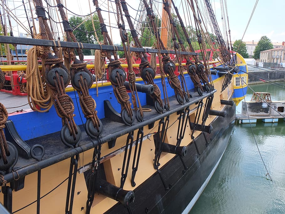 la fayette, frigate hermione, france, boat, port, sea, sailing vessel, old rigs, nautical vessel, water