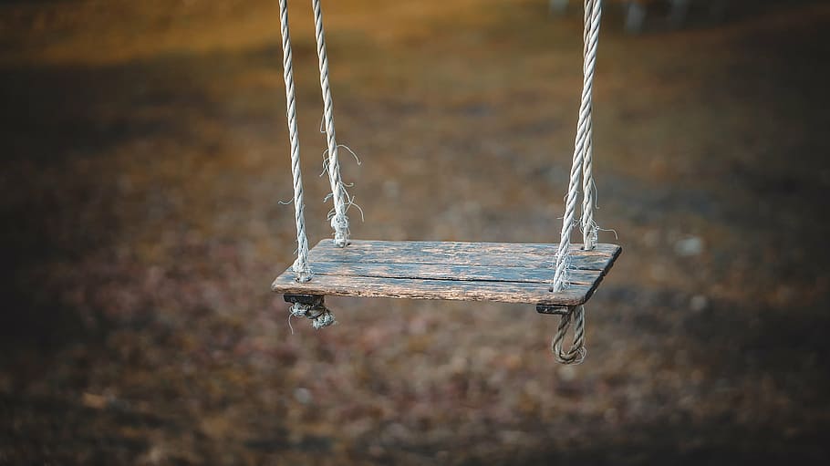 brown wooden swing, swing, play, childhood, fun, park, playground, summer, outdoors, active