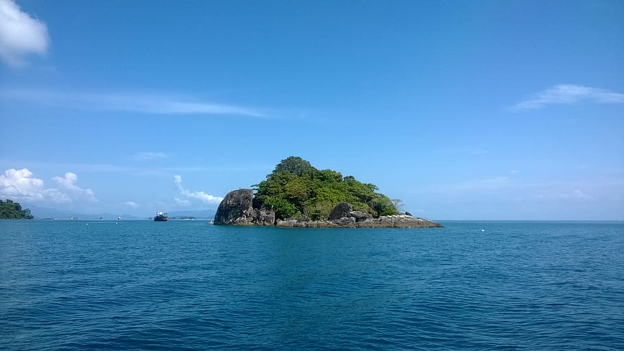 Isla, día soleado, Golfo de Tailandia, mar, azul, cielo, pintorescos, agua, naturaleza, pintorescos - naturaleza