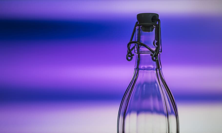 vacío, claro, botella de vidrio, botella de agua, creativo, botella, fondo, diseñado, sed, bebida