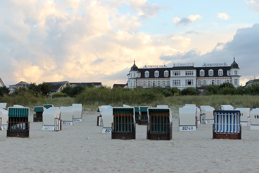 summer, sun, beach, beach chair, ahlbeck, ahlbecker hof, dune, baltic sea, vacations, usedom