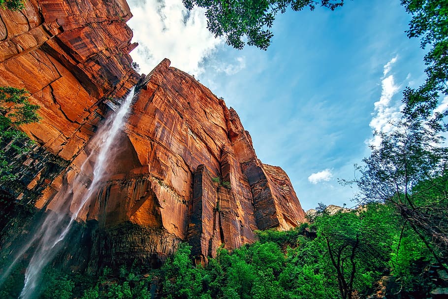 waterfalls, rock mountain, daytime, yosemite, national park, california, cliff, mountain, waterfall, falls