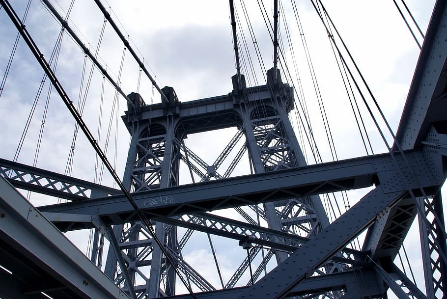 new york, jembatan, williamsburg, kota new york, struktur yang dibangun, arsitektur, koneksi, jembatan - struktur buatan manusia, langit, transportasi