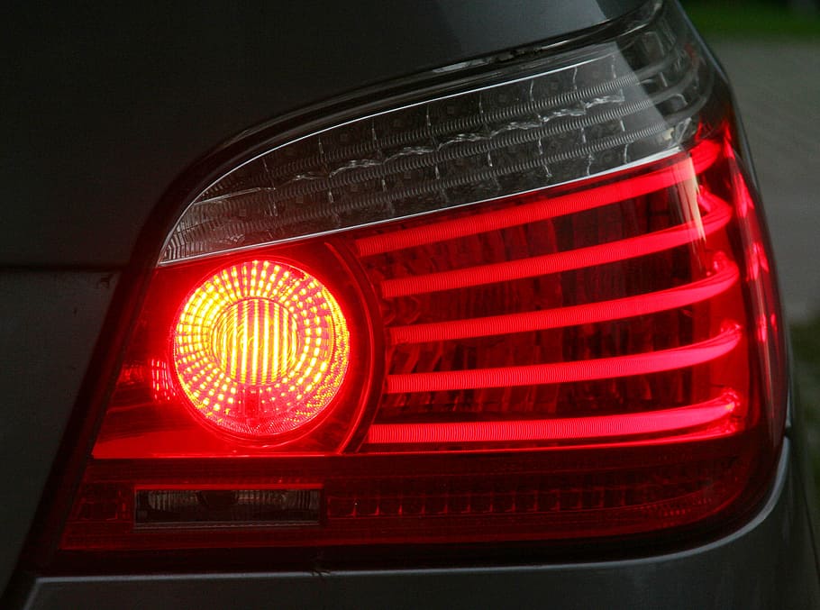 closeup, photography, vehicle taillight turned-on, brake light, spotlight, bmw, tail light, rear fog light, fog lights, auto