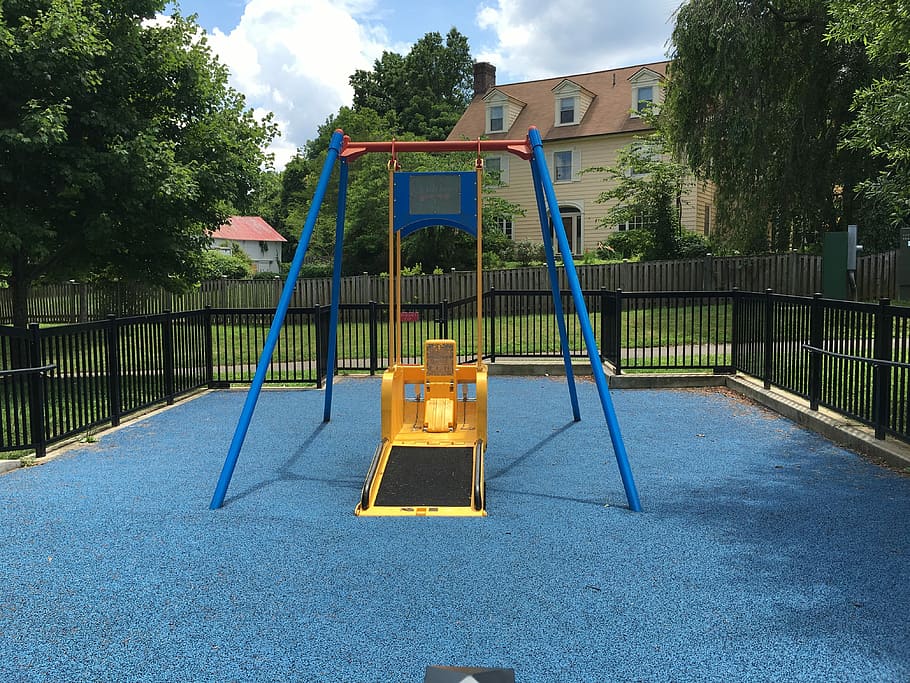 playground, handicapped accessible, Playground, Handicapped Accessible, wheelchair, sky, outdoors, day, childhood, tree, nature
