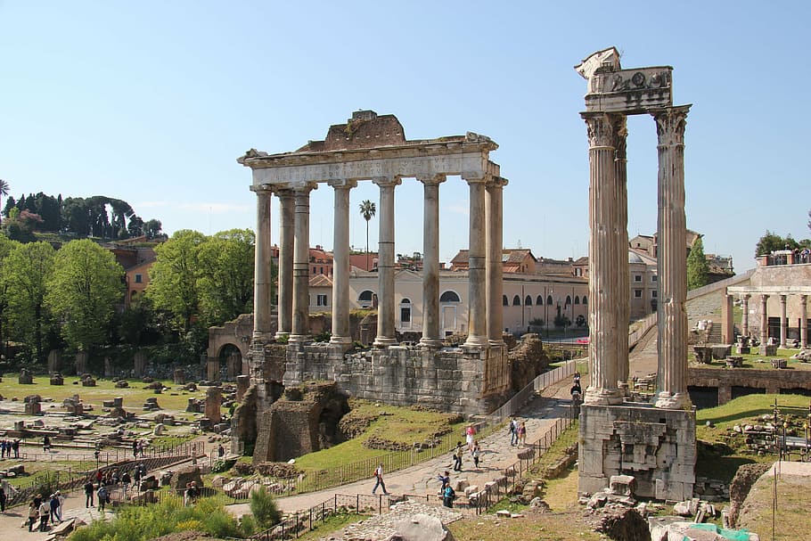 roma, fórum, trajanum, arquitetura, história, passado, estrutura construída, coluna arquitetônica, ruína antiga, céu
