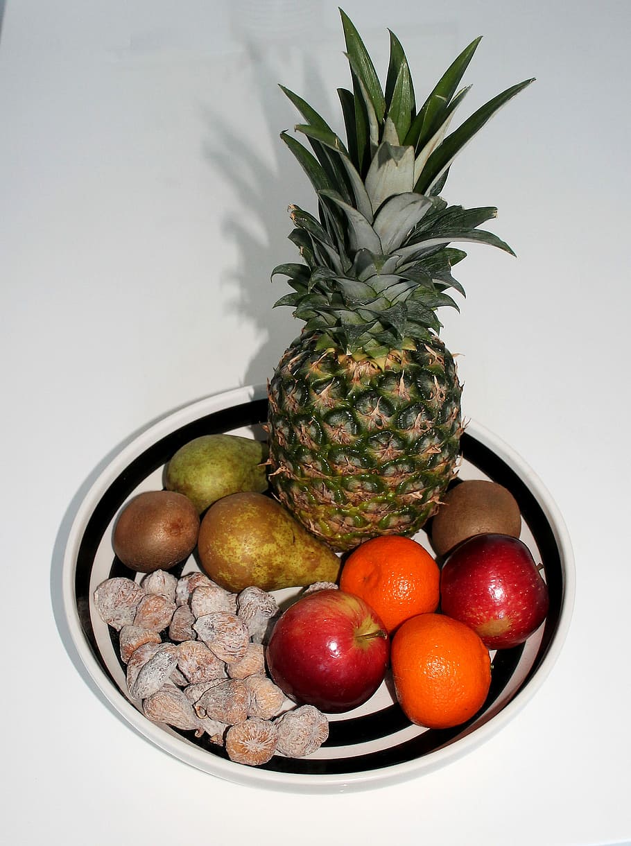 Salud, piña, fruta, comida, frutas, manzanas, peras, kivi, higos, delgados