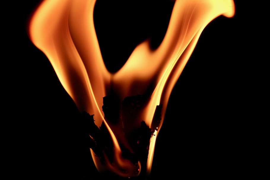 fire, candle, flame, heat, burn, hot, burning, fire - natural phenomenon, heat - temperature, black background
