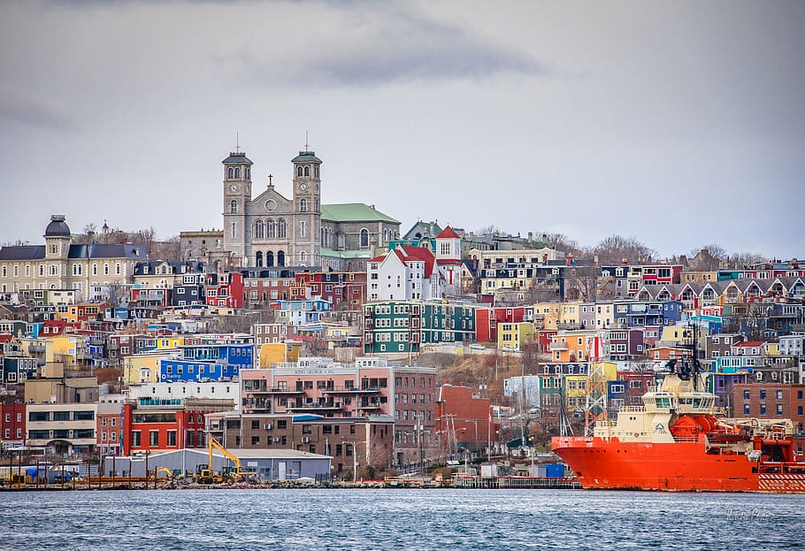 body, water, houses, harbour, downtown, newfoundland, st john's, cloud - sky, day, outdoors