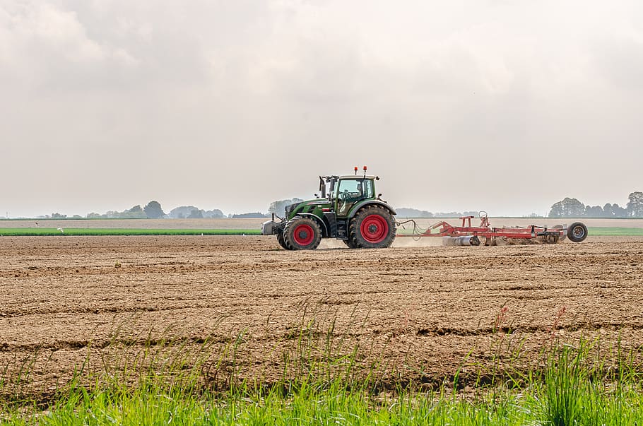 tractor, agriculture, fields, labour, field, machine, rural, vehicle, nature, landscape