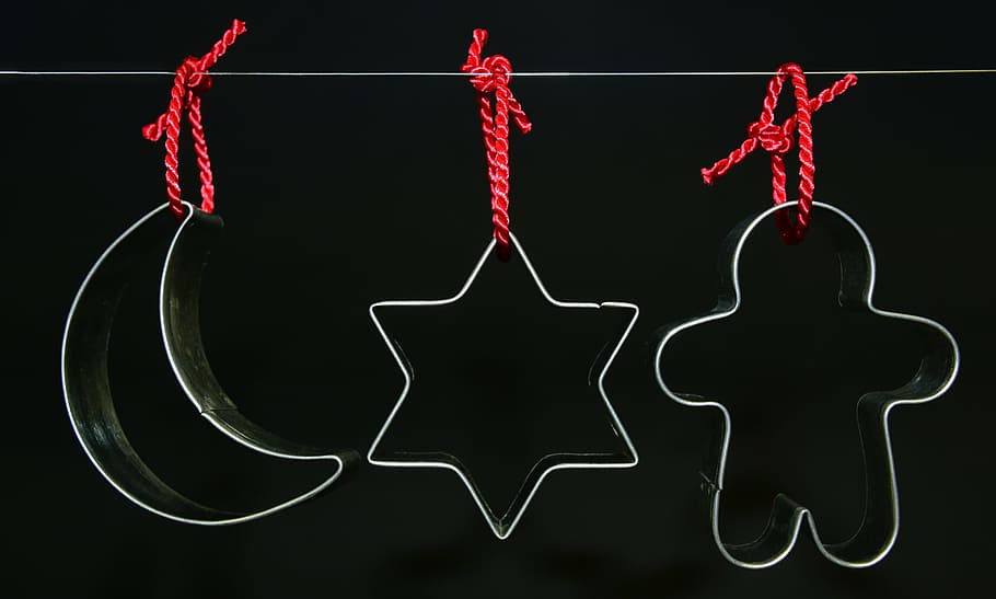 three, hanged, cookie cutters, cookie cutter, christmas, bake, ausstecherle, small cakes, advent, christmas baking