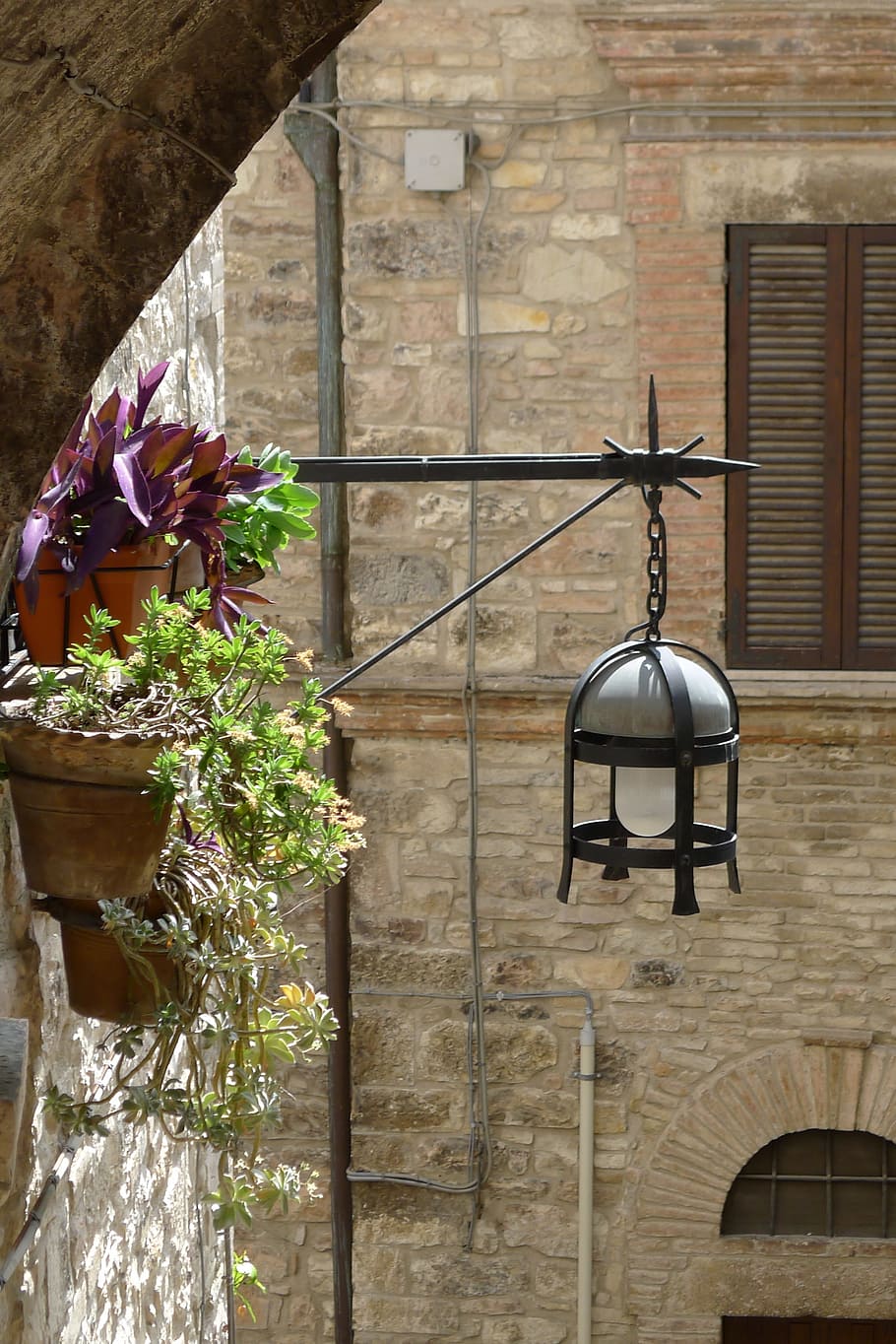 Assisi, Medieval, Lantern, Italy, medieval lantern, architecture, umbria, tourism, historic, brickwall
