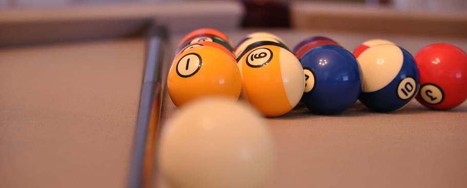 pool table, billiard, cue, ball, game, table, pool ball, sport, pool - cue sport, number