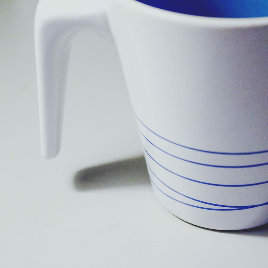 Cup, Ikea, Minimalist, White, blue, still life, line, products, food and drink, drink