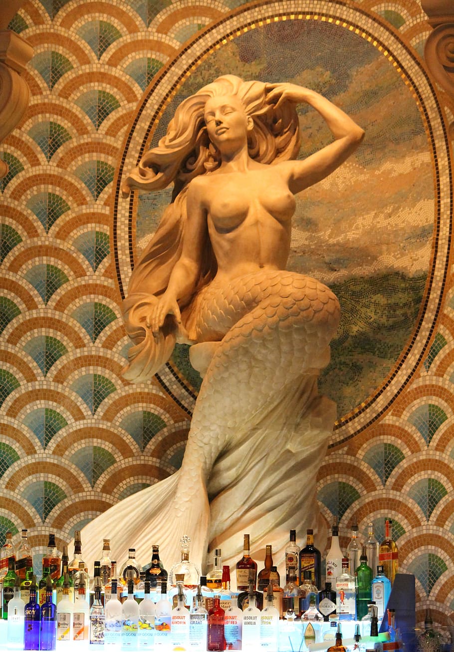 mermaid, bar, unique bar, architecture, creature, mythical, fantasy, half-fish, half-human, sculpture