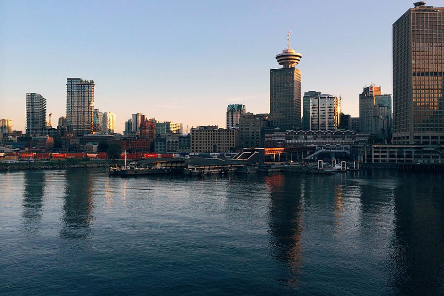 docks, Skyline, Vancouver, British Columbia, Canada, bay, dock, photos, public domain, towers