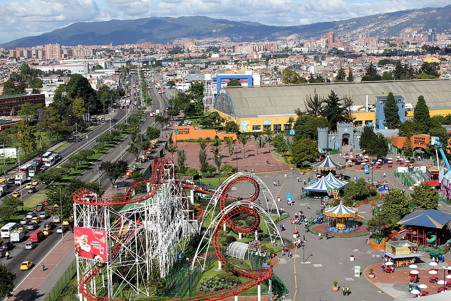 Bogotá, Colombia, City, Cundinamarca, architecture, building, park the saltpeter, amusement park, games, roller coaster