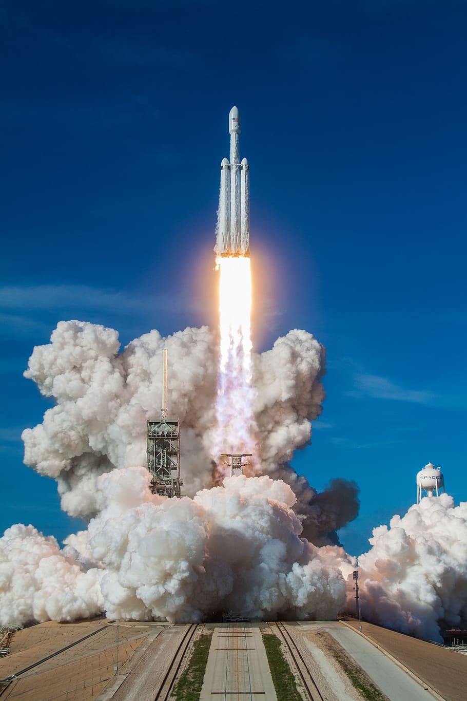Falcon Heavy, Demo, Mission, rocket launch, smoke - physical structure, rocket, space exploration, taking off, space travel vehicle, burning