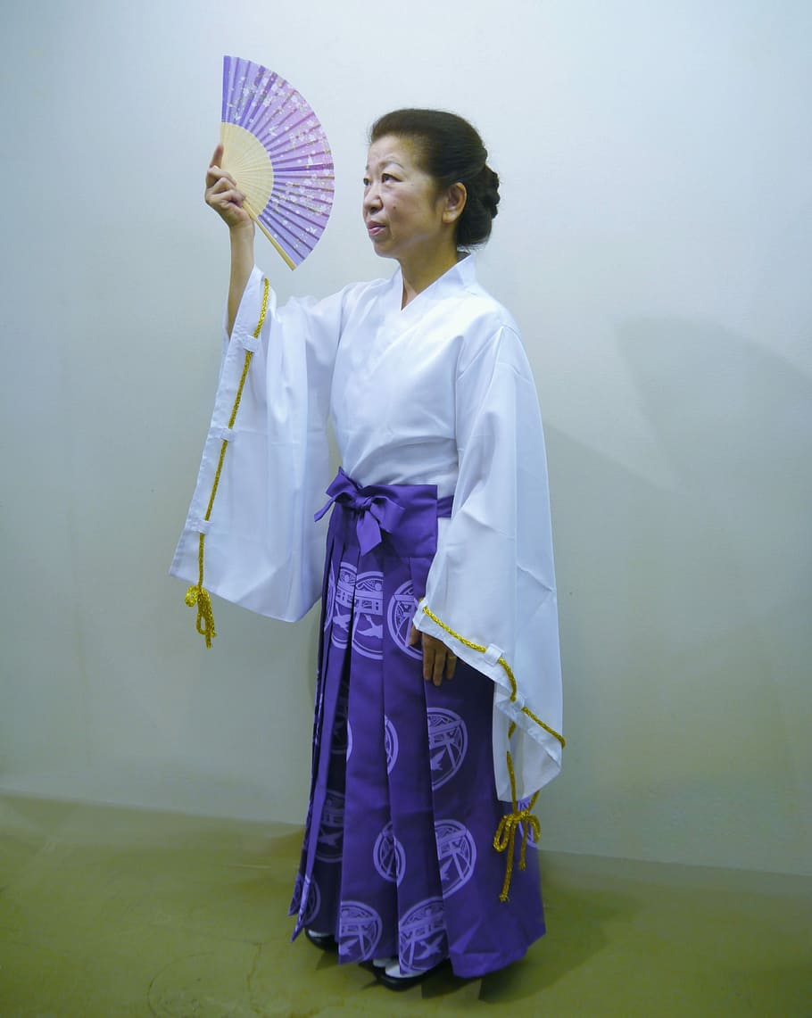 Japanese, Dance, Auspicious, japanese, dance, auspicious occasion, joy, hagi like, peace tone, priestess, folding fan