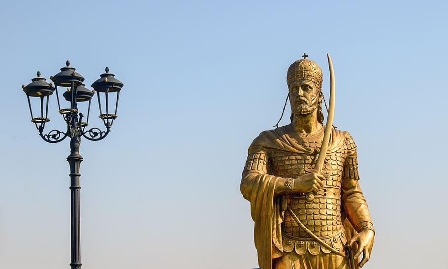 konstantinos paleologos, emperor, byzantium, sculpture, statue, figure, artwork, religion, christianity, bronze