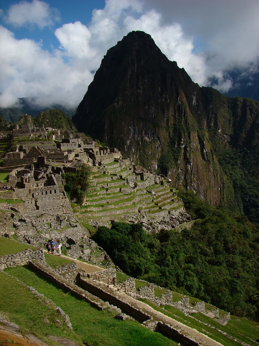 mountain, machu pichu, inka, civilization, peru, sky, cloud - sky, history, architecture, ancient