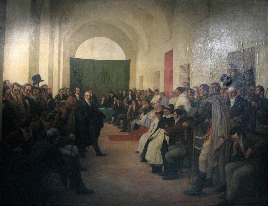 1810 cabildo abierto, Cabildo Abierto, Buenos Aires, Argentina, 1810, painting, public domain, people, arts And Entertainment, time