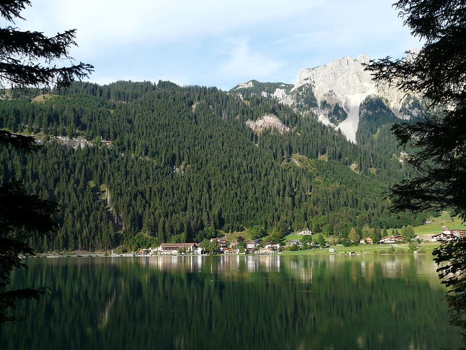 Haldensee, Alpes Allgäu, Alpino, montanhas, Tannheim, Haller, lago, águas, paisagem, idílio