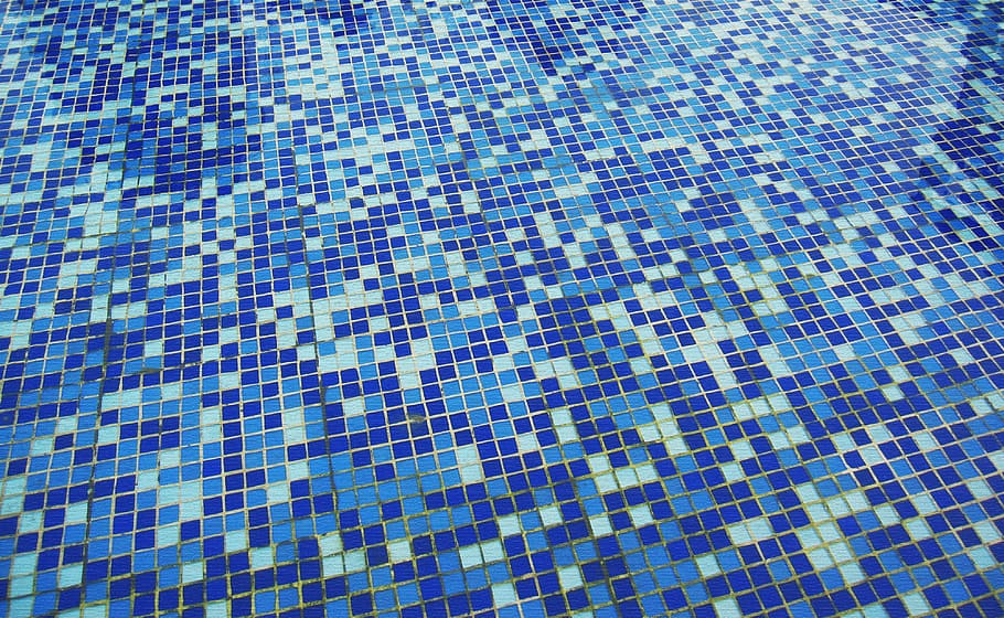 blue, white, tile flooring, grid, mosaic, pool, swimming pool, backgrounds, full frame, pattern