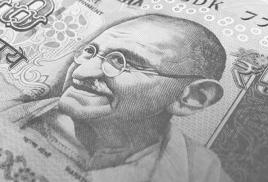 mahatma ghandi, indian, currency, money, cash, rupee, wealth, banknote, asian, value