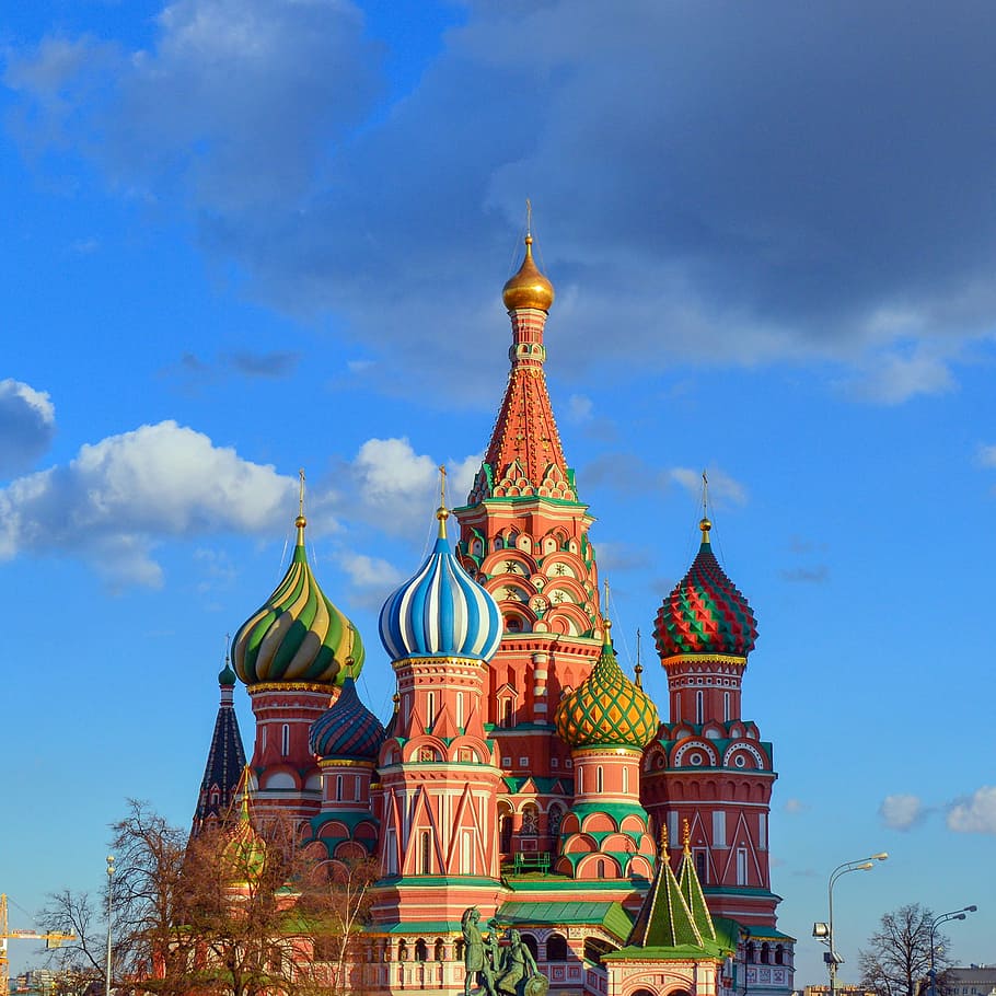 brown, green, beige, gold, concrete, building, saint basil's cathedral, red square, moscow, st basil's cathedral