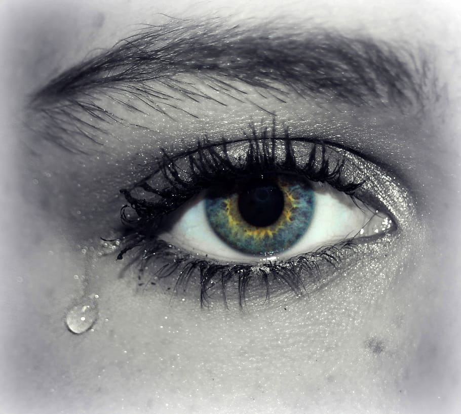 caindo, azul, olho, Lágrima, olho azul, olhos azuis, chorar, chorando, depressão, emoção