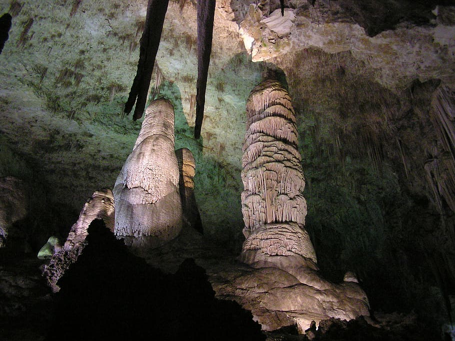 Cavernas de Carlsbad, nacional, parque, nuevo, México, estalagmitas, Parque Nacional de las Cavernas de Carlsbad, Nuevo México, cueva, interior