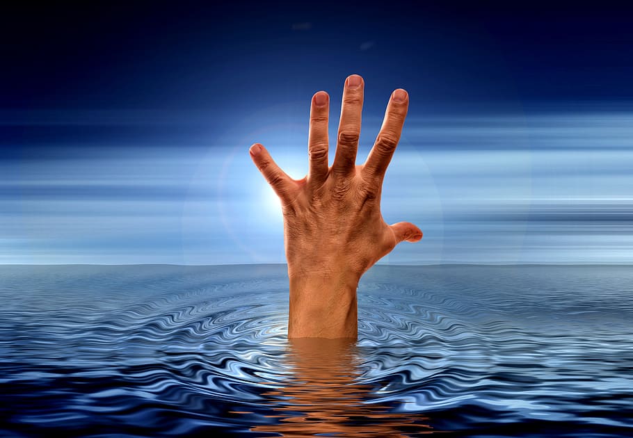 human, hand, body, water, sea, wave, clouds, help, save, drowning