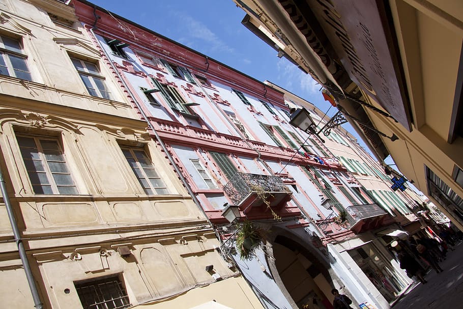 Sanremo, Old Town, Shopping Street, zona peatonal, riviera, liguria, riviera dei fiori, históricamente, centro, viejo