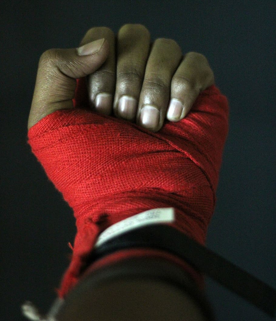 tangan, tinju, petinju, tape, jari, pertarungan, pejuang, olahraga, kekuatan, pelatihan